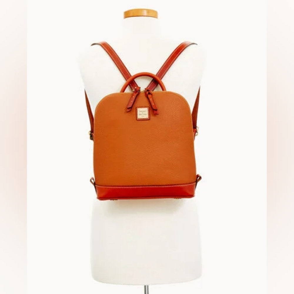Dooney & Bourke Pebble Grain Zip Pod Backpack in Caramel